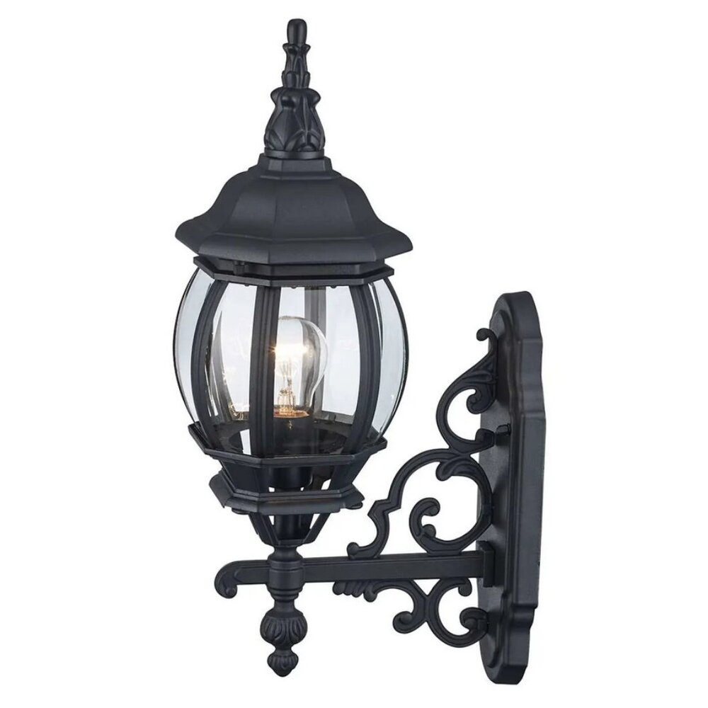 Francisco 1-Light Outdoor Beveled Glass Coach Wall Lantern, Black 4050 BK